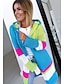 cheap Cardigans-Women&#039;s Color Block Long Sleeve Cardigan Sweater Jumper, Hooded Blue / Gray / Light Blue S / M / L