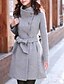 cheap Coats &amp; Trench Coats-Women&#039;s Stand Collar Coat Long Solid Colored Daily Basic Black Khaki Silver S M L XL