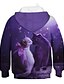 cheap Girls&#039; Hoodies &amp; Sweatshirts-Kids Girls&#039; Hoodie &amp; Sweatshirt Long Sleeve Purple 3D Print Cat Print Print Cat 3D Animal Active Streetwear
