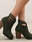 cheap Boots-Women&#039;s Boots Daily Solid Colored Chunky Heel Round Toe PU Zipper Black Army Green Beige