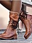 billige Boots-Dame Støvler Cowboy Western støvler Kubansk hæl Rund Tå Støvler til midt på leggen Årgang Britisk Daglig PU Nagle Snøring Ensfarget Svart Brun Grå / Støvletter