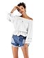 cheap T-Shirts-Women&#039;s Blouse Shirt Polka Dot Long Sleeve Print Off Shoulder Basic Streetwear Tops White Black Blue