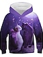 cheap Girls&#039; Hoodies &amp; Sweatshirts-Kids Girls&#039; Hoodie &amp; Sweatshirt Long Sleeve Purple 3D Print Cat Print Print Cat 3D Animal Active Streetwear
