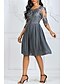 cheap Midi Dresses-Women&#039;s A-Line Dress Knee Length Dress 3/4 Length Sleeve Floral Lace Hot Blue Wine Gray S M L XL XXL