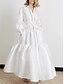cheap Maxi Dresses-Women&#039;s Maxi Sheath Dress - Long Sleeve Solid Colored Shirt Collar Slim White S M L XL / Lace