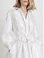 abordables Robes Maxi-Robe longue maxi Femme Robe chemise manche longue Couleur Pleine Col de Chemise Mince Blanche S M L XL