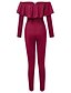 cheap Jumpsuits &amp; Rompers-Women&#039;s Street chic / Sophisticated Black Wine Jumpsuit, Solid Colored Backless / Bow / Drawstring S M L