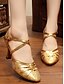 abordables Pumps &amp; Heels-Mujer Zapatos de Baile Moderno Salón Tacones Alto Hebilla Corte Tacón Carrete Amarillo Plata Tira en T / Rendimiento / Entrenamiento