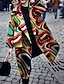 preiswerte Damen Jacken-Damen Gekerbtes Revers Mantel Lang Geometrisch Einfarbig Alltag Geometrisch Abstrakt Freizeit Herbst Winter Regenbogen S / M / L