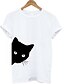baratos T-shirts-Mulheres Camiseta Sólido Animal Patchwork Decote Redondo Blusas Básico Camisetas Básicas Branco Preto Cinzento