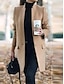 cheap Coats &amp; Trench Coats-Women&#039;s Daily Basic Long Coat, Solid Colored Stand Long Sleeve Polyester Black / Wine / Gray