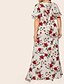 cheap Plus Size Dresses-Women&#039;s Plus Size Sheath Dress Tropical Leaf Maxi long Dress - Short Sleeve Floral V Neck Street chic Boho Slim White XL XXL XXXL XXXXL