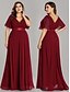 billige Dresses-a-line empire fall gæste brudekjole rød grøn kjole plus size formel aftenkjole v-hals kortærmet gulvlængde chiffon med læg ruched 2024