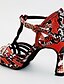 cheap Pumps &amp; Heels-Women&#039;s Latin Shoes Heel Flared Heel Red / Black Black / Green Silver / Black T-Strap