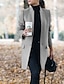 cheap Coats &amp; Trench Coats-Women&#039;s Daily Basic Long Coat, Solid Colored Notch Lapel Long Sleeve Polyester Black / Wine / Gray