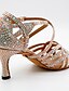 baratos Pumps &amp; Heels-Mulheres Sapatos de Dança Latina Cristal / Strass Salto Salto Cubano Amêndoa Preto Correia Cruzada Lantejoulas de Cristal com Brilho