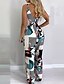 cheap Jumpsuits &amp; Rompers-Women&#039;s Jumpsuit Geometric Print Basic Strap Straight Party Daily Sleeveless Slim Black S M L Summer