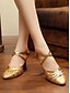 cheap Pumps &amp; Heels-Women&#039;s Modern Shoes Ballroom Shoes Heel Buckle Splicing Flared Heel Yellow Silver T-Strap / Performance / Practice
