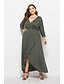 cheap Plus Size Dresses-Women&#039;s Asymmetrical Plus Size Wine Purple Dress Elegant Swing Solid Colored V Neck XL XXL