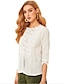 cheap Tops &amp; Blouses-Women&#039;s Blouse Solid Colored Daily Holiday Long Sleeve Blouse Shirt Deep V Lace White Blue Gray S