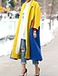 cheap Jackets-Women&#039;s Daily Fall &amp; Winter Long Coat, Color Block Rolled collar Long Sleeve Polyester Yellow