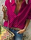 abordables Tops &amp; Blouses-Mujer Tallas Grandes Blusa Camisa A Lunares Sexy Manga Larga Cuello Camisero Tops Blanco Rojo Verde Trébol