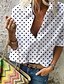 preiswerte Tops &amp; Blouses-Damen Übergrössen Bluse Hemd Punkt Sexy Langarm Hemdkragen Oberteile Weiß Rote Grün