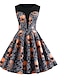 cheap Halloween2019-Women&#039;s A Line Dress - Sleeveless Geometric Halloween Orange S M L XL XXL XXXL
