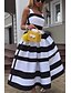 billige Maxi-kjoler-Dame Hvid Kjole Basale A-linje Farveblok Firkantet hals S M