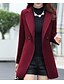 cheap Coats &amp; Trench Coats-Women&#039;s Notch lapel collar Fall &amp; Winter Coat Long Solid Colored Daily Black Red Navy Blue M L XL