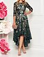 cheap Elegant Dresses-Women&#039;s A Line Dress Midi Dress Green Half Sleeve Floral Solid Color Lace Spring &amp; Summer All Seasons Round Neck Hot Elegant 2021 M L XL XXL