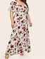 cheap Plus Size Dresses-Women&#039;s Plus Size Sheath Dress Tropical Leaf Maxi long Dress - Short Sleeve Floral V Neck Street chic Boho Slim White XL XXL XXXL XXXXL