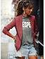 cheap Jackets-Women&#039;s Notch lapel collar Blazer Geometric Red S / M / L