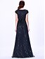 cheap Maxi Dresses-A-Line Sparkle Party Wear Prom Dress Illusion Neck Sleeveless Floor Length Lace Tulle with Beading Sequin 2021