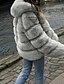 cheap Coats &amp; Trench Coats-Women&#039;s Faux Fur Coat Hoodie Jacket Oversized Party Casual Party Street Daily Outdoor Coat Regular Faux Fur Sapphire Black Wine Fall Winter Hoodie Regular Fit S M L XL XXL 3XL