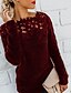abordables Jerséis-Mujer Un Color Pullover Manga Larga Cardigans suéter Escote Redondo Negro Azul Piscina Morado