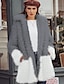 cheap Furs &amp; Leathers-Women&#039;s Faux Fur Coat Fall &amp; Winter Daily Regular Coat Regular Fit Jacket Long Sleeve Color Block Gray White