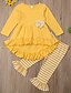 preiswerte Kleidersets für Mädchen-Kinder Mädchen Kleidungsset Langarm Gelb Gestreift Ostern Grundlegend