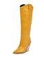 cheap Boots-Women&#039;s Boots Cowboy Western Boots Fantasy Heel Pointed Toe Knee High Boots Vintage Daily Office &amp; Career PU Animal Patterned Solid Colored Winter Yellow Red White