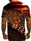 billige Tank Tops-Herre Daglig T-shirt Grafisk Leopard 3D Dyr Kortærmet Trykt mønster Toppe Årgang Klippe Rund hals Regnbue / Sommer