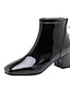 cheap Boots-Women&#039;s Boots Heel Boots Daily Solid Colored Booties Ankle Boots Winter Block Heel Square Toe Casual Minimalism Patent Leather Zipper Black White Yellow