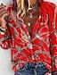 economico Tops &amp; Blouses-Per donna Taglie forti Blusa Camicia Fantasia geometrica Sexy Manica lunga A V Top Top basic Blu Viola Rosso