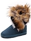 cheap Boots-Women&#039;s Boots Snow Boots Daily Solid Colored Mid Calf Boots Winter Pom-pom Flat Heel Round Toe Casual Satin Loafer Camel Black Blue