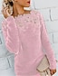 billige Sweaters-Dame Ensfarvet Pullover Langærmet Sweater Cardigans Rund hals Sort Blå Lilla