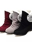 cheap Boots-Women&#039;s Boots Snow Boots Daily Solid Colored Booties Ankle Boots Winter Pom-pom Flat Heel Round Toe Casual Satin Loafer Black Burgundy Gray