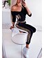 abordables Jumpsuits &amp; Rompers-Combinaison-pantalon Femme Léopard basique Col en V Droite Standard Noir S