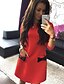 cheap Mini Dresses-Women&#039;s Sheath Dress Short Mini Dress White Black Red Long Sleeve Solid Colored Bow Round Neck Hot Casual S M L XL
