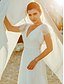 billige Wedding Dresses-A-linje Brudekjoler V-hals Gulvlang Blondelukning Kortærmet Enkel Afslappet Boheme Illusion Detalje Åben ryg med Blonde 2022