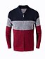 cheap Men&#039;s Sweaters &amp; Cardigans-Men&#039;s Sweater Color Block Long Sleeve Sweater Cardigans Stand Collar Blue Wine Navy Blue