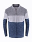 baratos Men&#039;s Sweaters &amp; Cardigans-Homens Suéter Estampa Colorida Manga Longa Casacos de malha Colarinho Chinês Azul Vinho Azul Marinha